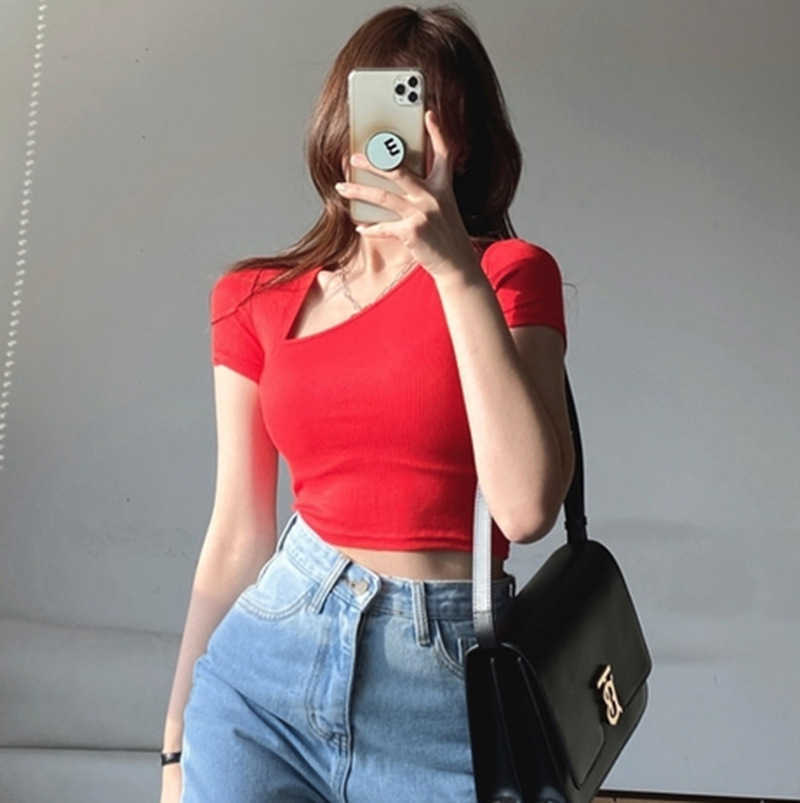 WOMENGAGA Korea Oblique Asymmetrical Collar Tight Short Sleeve Tops Autumn Red Tees High Waist Sexy T-shirt IUKO 210603, Black
WOMENGAGA Korea Oblique Asymmetrical Collar Tight Short Sleeve Tops Autumn Red Tees High Waist Sexy T-shirt IUKO 210603, Black