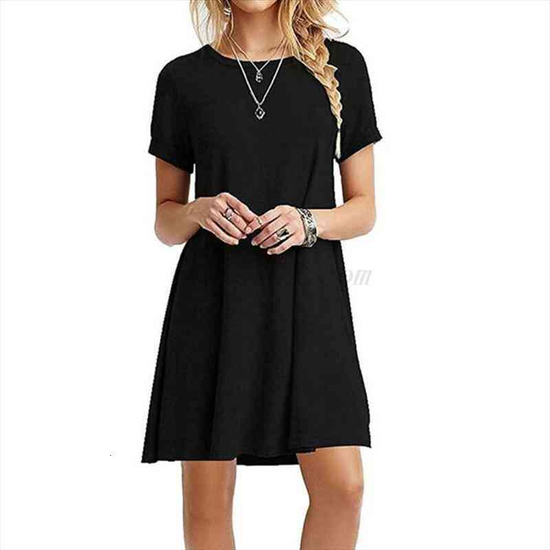 summer plus size t-shirt short women dresses sleeves midi swing plain solid color crew neck loose pullover tunic, Black;gray
summer plus size t-shirt short women dresses sleeves midi swing plain solid color crew neck loose pullover tunic, Black;gray