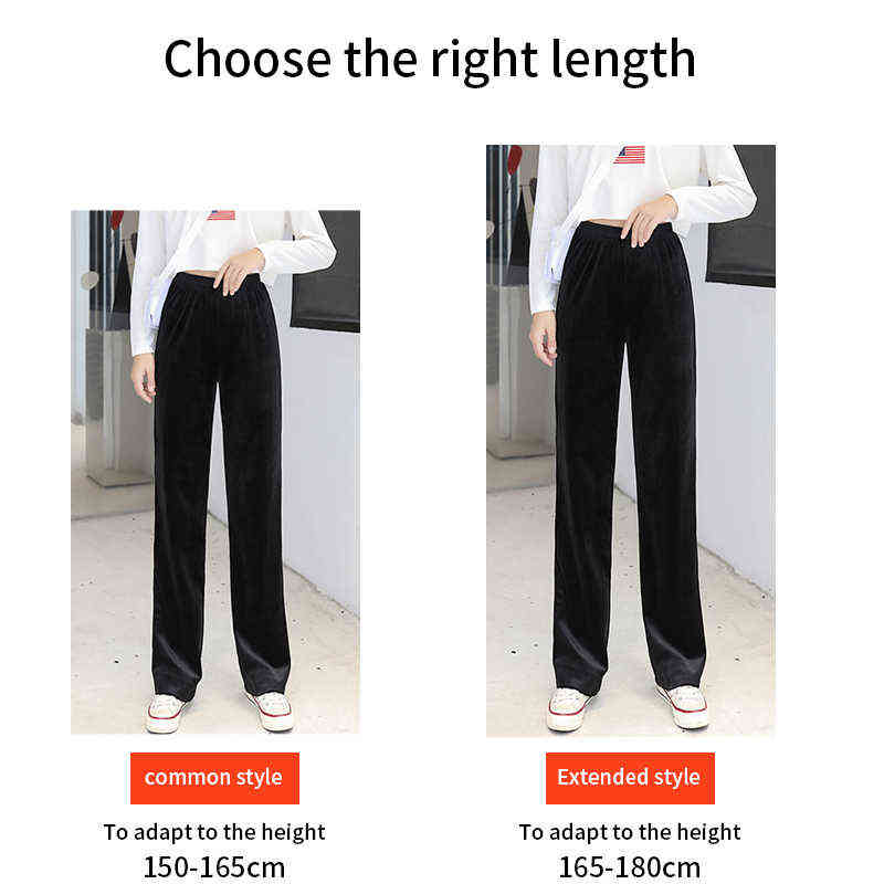 Women's Pants Straight Female Trousers Wide Leg Korean Style Fashion Streetwear Vintage Velvet Casual Loose Suits Office 211115