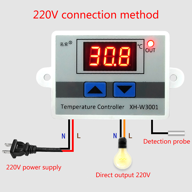 220V Led Digital Temperature Controller 10A Thermostat Switch New