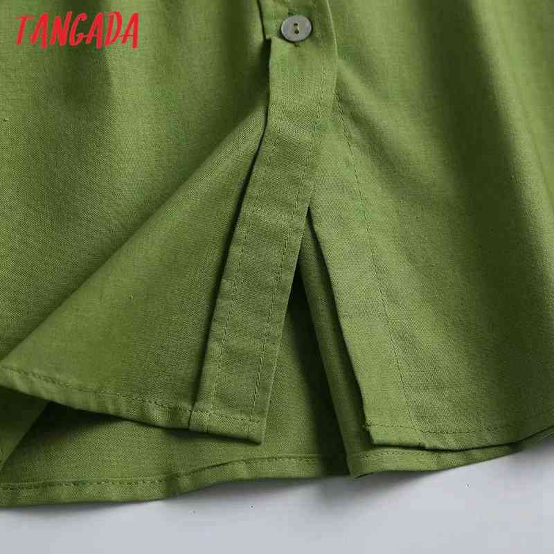 Women Solid Cotton Linen Shirts Long Sleeve Turn Down Collar Elegant Office Ladies Work Wear Blouses 4C72 210416