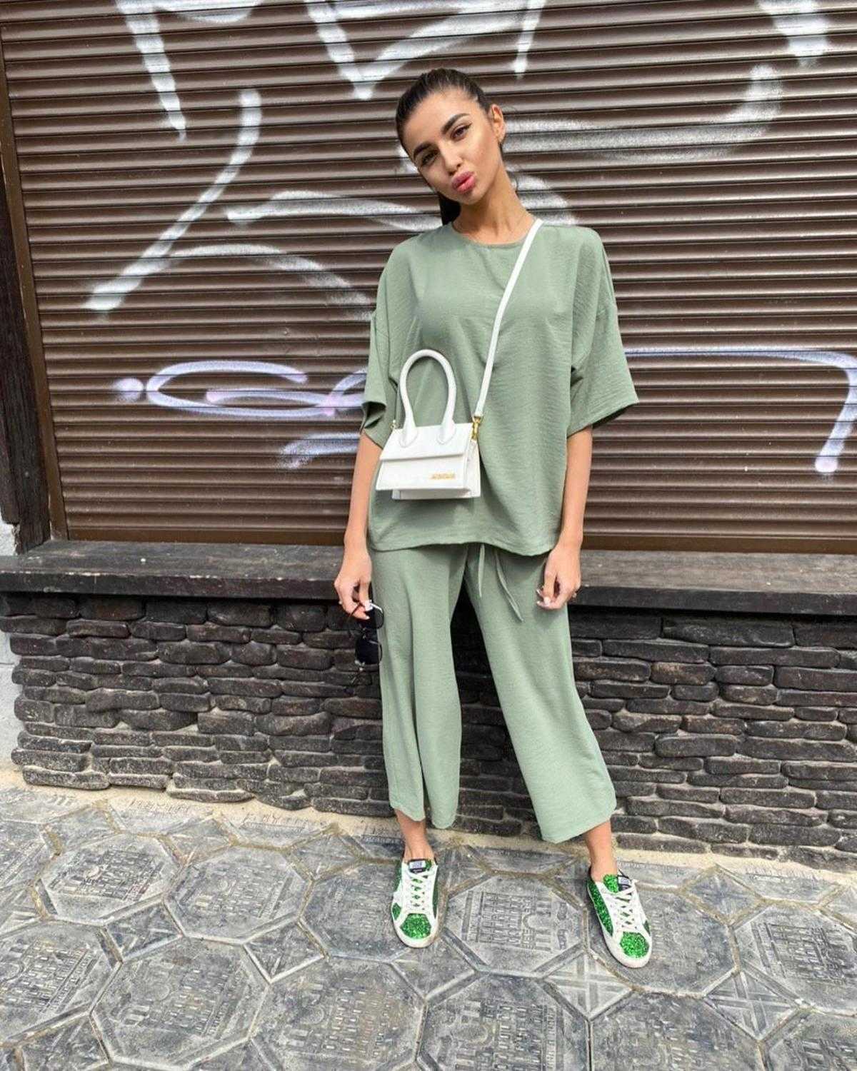 Sexy Fashion Khaki Women's Set Summer Casual Two Piece Set Short Sleeve Tops Shirt And Loose Beach Pants Set Bottom Suit Outfits 210707