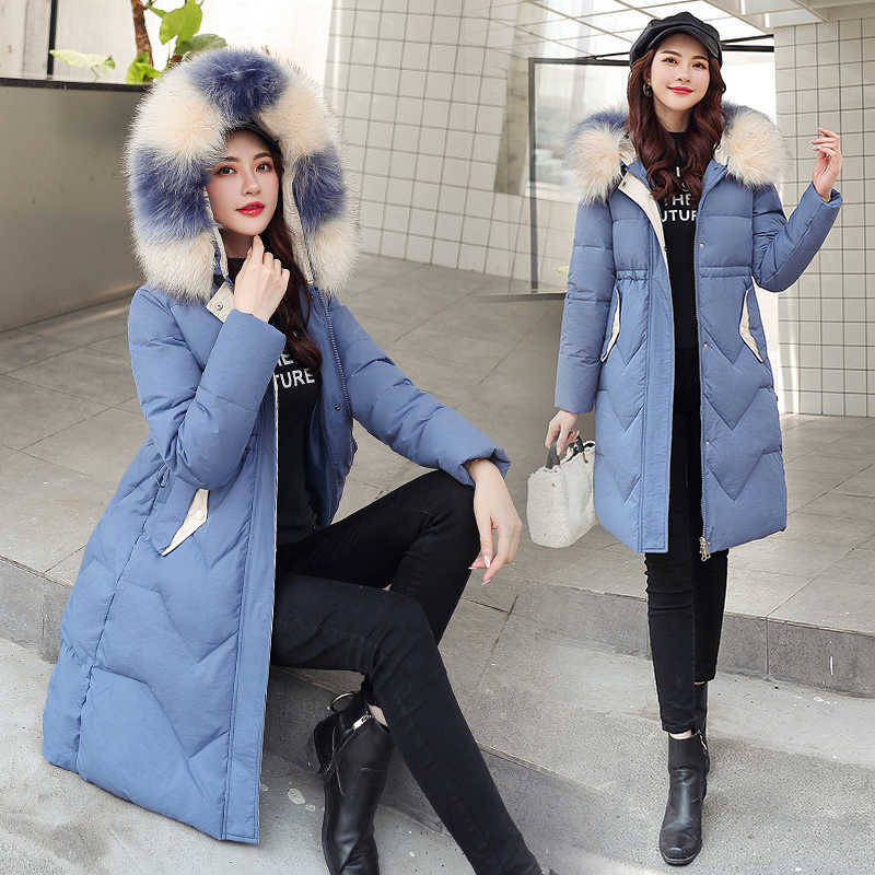 Autumn winter Medium length Women parka Solid zipper Long sleeve Hooded Thick Outwear Coat Jacket Fashion Cotton 211013