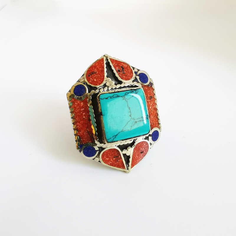 Cluster Rings Tibetan Nepal Vintage Big Ring Copper Inlaid Colorful Stone For Man Spring Arrival R008
Cluster Rings Tibetan Nepal Vintage Big Ring Copper Inlaid Colorful Stone For Man Spring Arrival R008