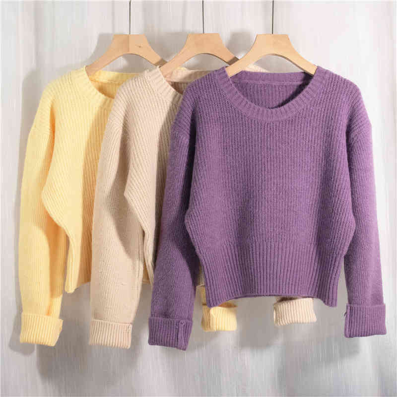 Spring Autumn OL Basic Short Pullover Tops Warm Winter Bottoming Sweater Women Elegant Knitted Sweaters 10 Color 210421