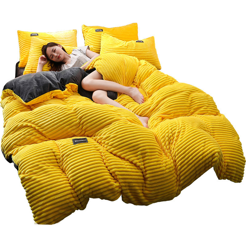 Thickened flannel 4pcs bedding set luxury king size comforter set bed sets coral Plush duvet cover bed sheet warm winter T2003262688439