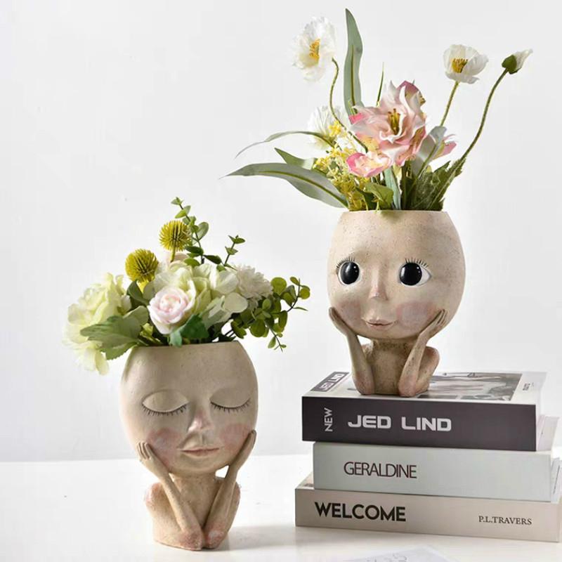 Human Face Vase Decoration Big Eyes Doll Resin Flowerpot Home Decro Accessories Storage Container Flower Arrangement Planters & Pots
Human Face Vase Decoration Big Eyes Doll Resin Flowerpot Home Decro Accessories Storage Container Flower Arrangement Planters & Pots