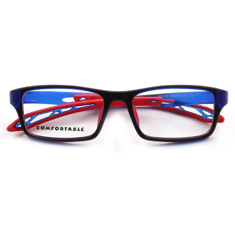 Fashion Sunglasses Frames Kids Eyeglasses Adjustable Size Flexible Full-rim Colorful TR90 & Silicone Square Lightweight Frame(Age 7-12)