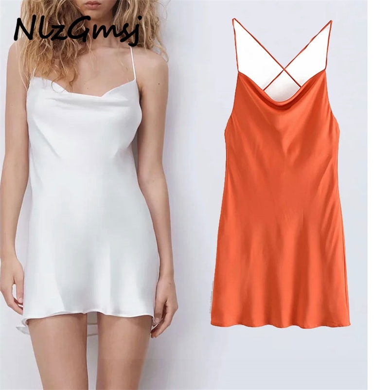 Dres Orange Satin Strappy Mini Dresses Woman Sexy Backless Ladies Summer Short Vestido 05 210628, As picture
Dres Orange Satin Strappy Mini Dresses Woman Sexy Backless Ladies Summer Short Vestido 05 210628, As picture