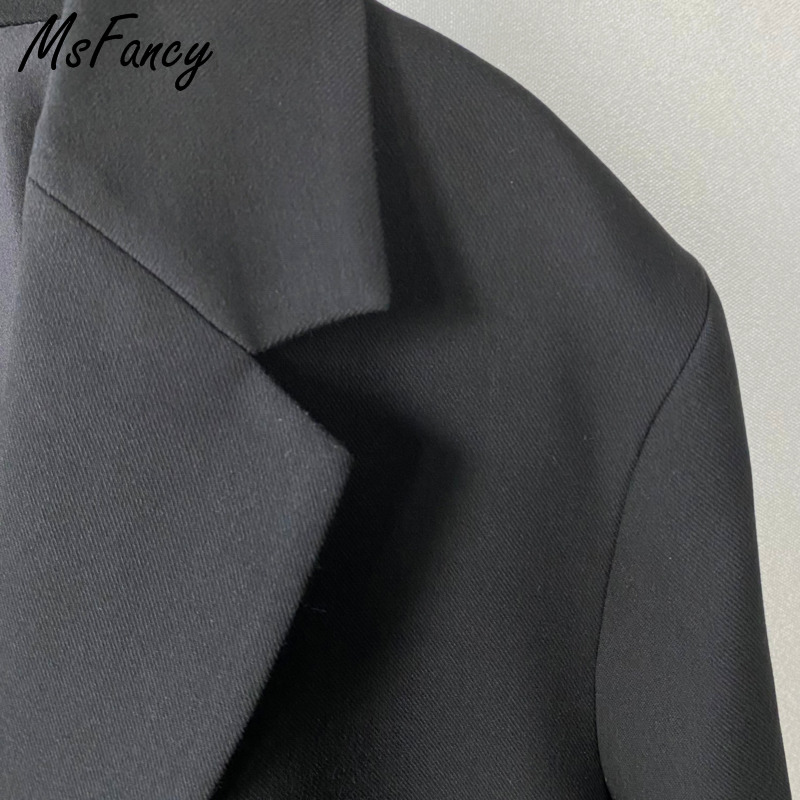 Msfancy Spring Fashion Black Blazer Suits Women Plus Size Tailleur Femme Single Button Oversized Casual Jacket 210330