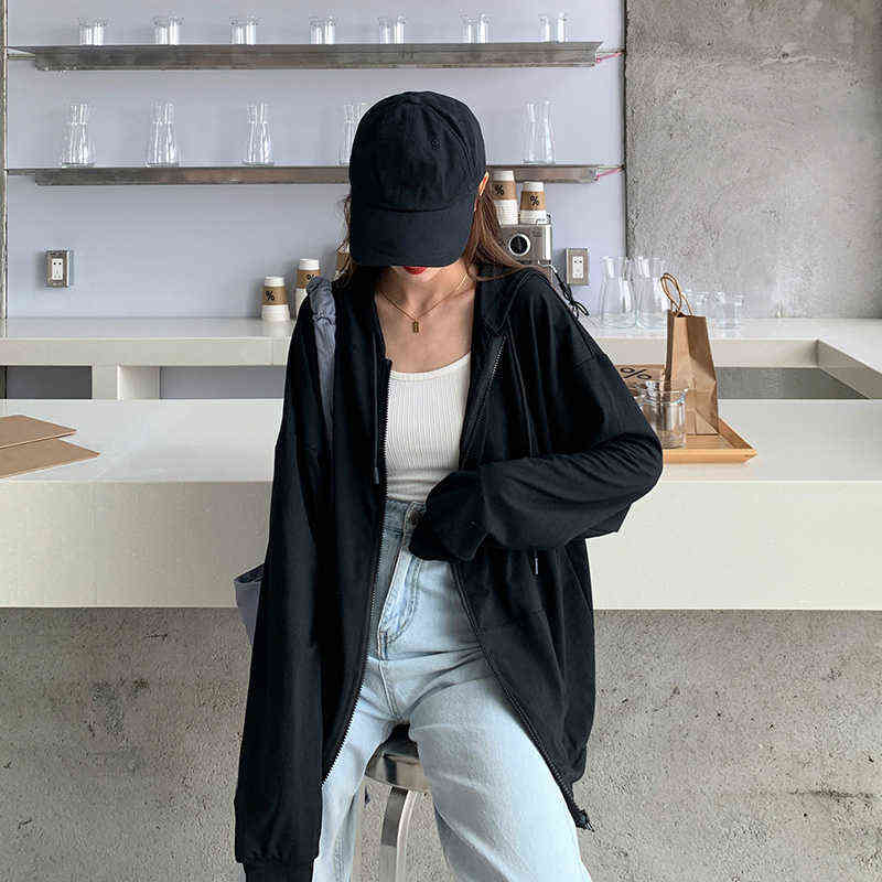 Women Sweatshirt Jacket Winter Clothes Female Zip Up Oversize Hoodies Casual Loose Black Brown Hoodie Vintage Fleece Pullover 211109