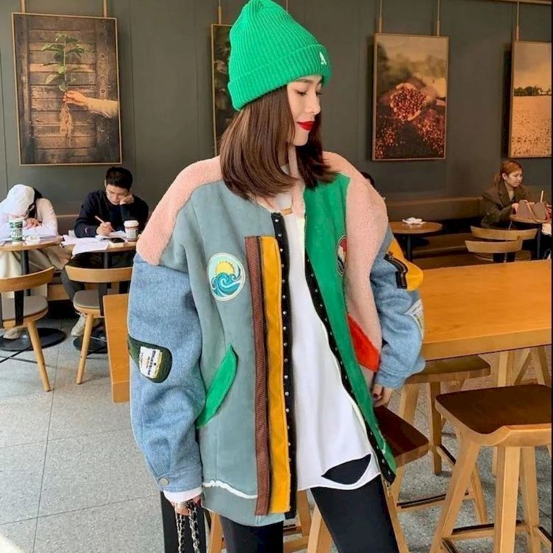 women's fur & faux loose women's baseball jacket, new fashions, european style, contrast, sewing, casual, motorcycle, winter, 8vua, Black
women's fur & faux loose women's baseball jacket, new fashions, european style, contrast, sewing, casual, motorcycle, winter, 8vua, Black