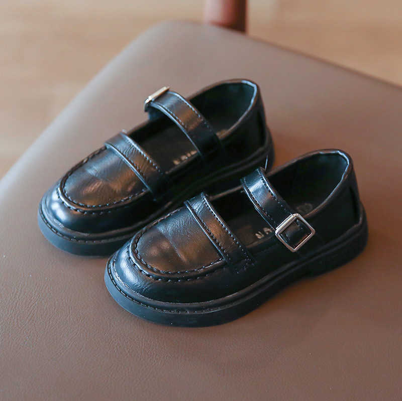 Girls Leather Shoes 2021new British Style Retro Princess Single Shoes Children Shoes Kids Princess Sweet Cute for Wedding Hot X0703