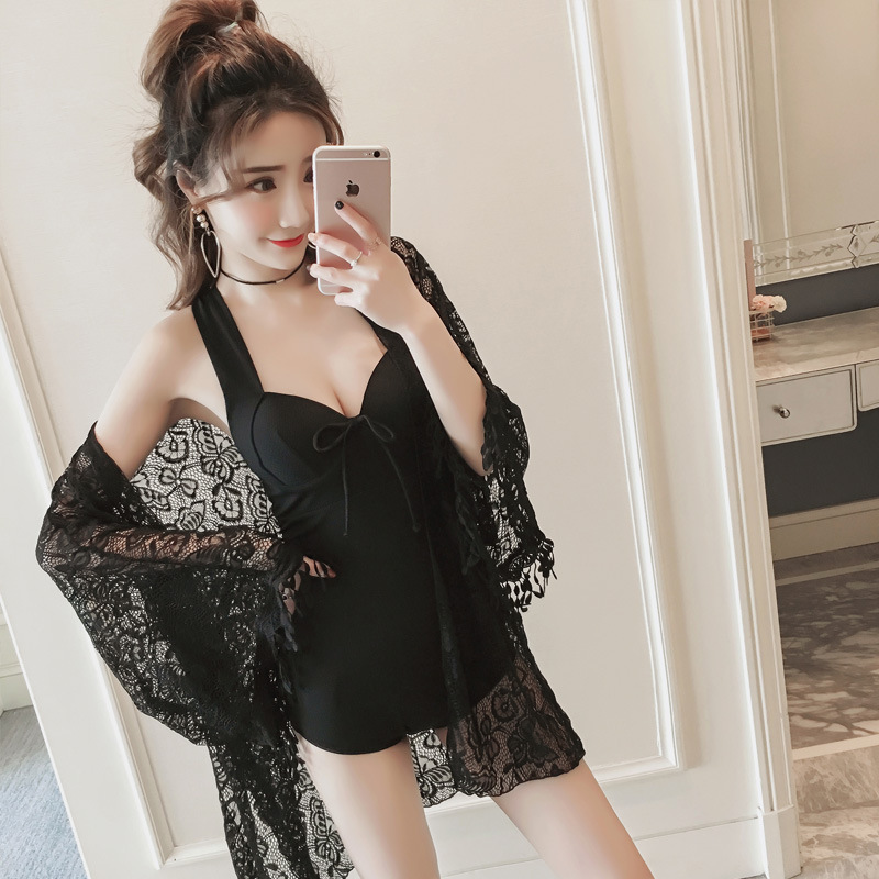 Femme Pièce Pièce Parfum Style Conservateur Split Housse à angle plat Spectacle Vélos Show Thin Coffre Rassembler Bikini Spring Maillot de bain