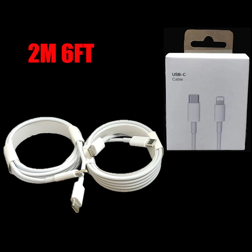 OEM Quality 2m 6FT USB Cables PD Type C to Lightning Cable Fast Charging Cords Quick Charger Cord for iPhone X Plus 11 12 13 Pro Max with Retail Box
OEM Quality 2m 6FT USB Cables PD Type C to Lightning Cable Fast Charging Cords Quick Charger Cord for iPhone X Plus 11 12 13 Pro Max with Retail Box