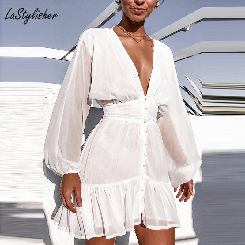 Casual Dresses V Neck Mini White Ladies Sexy Mesh Chiffon Dress Summer Women Long Sleeve Party Boho Beach Short Sundress 2021
Casual Dresses V Neck Mini White Ladies Sexy Mesh Chiffon Dress Summer Women Long Sleeve Party Boho Beach Short Sundress 2021