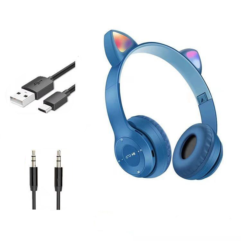 Cartoon Cat Bluetooth Headset Earphones CatEar Portable Wireless Stereo Headphones Candy Color TF Card MP3 Player Foldable Sport 6