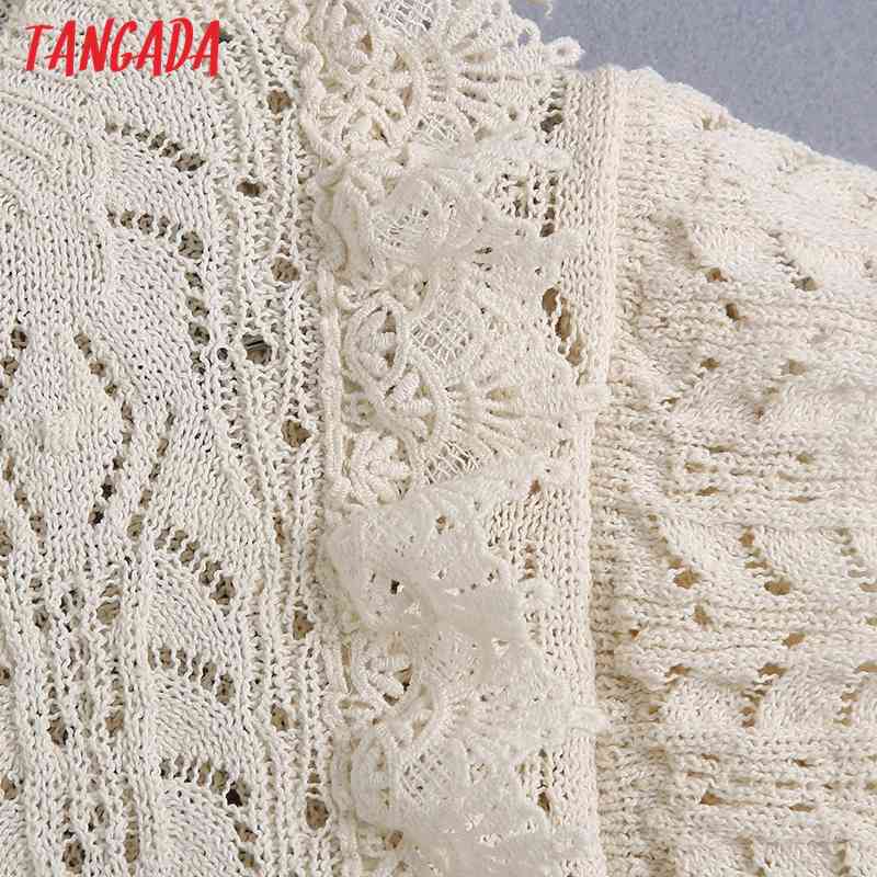 Women Fashion Ruffle Hollow Out Cropped Knitted Sweater Jumper O Neck Short Sleeve Female Pullover Tops BE489 210416