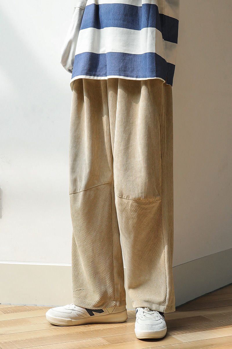 Men's Loose Cargo Pants Corduroy Fabric Casual Pants Trendy Streetwear Wide Leg Pants Fashion Trousers Large Size S-2XL 210524