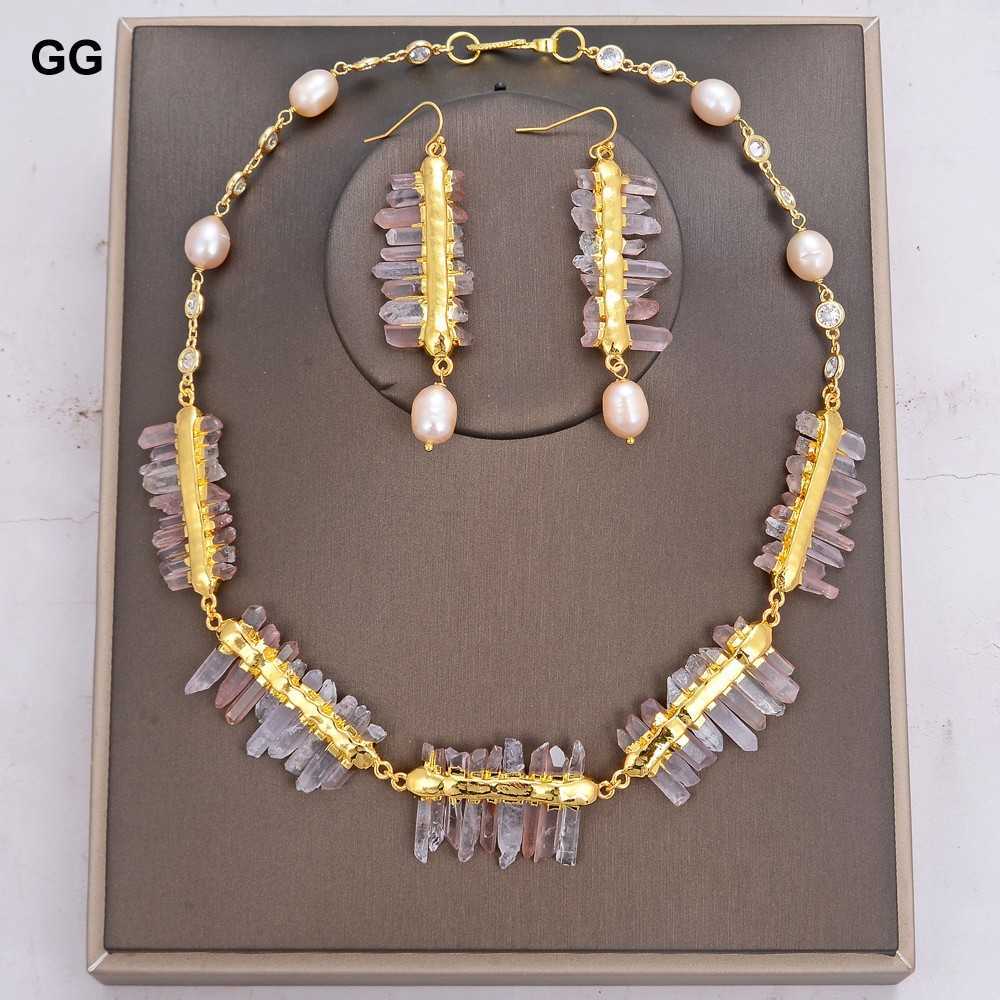 GuaiGuai Jewelry Natural Lepidocrocite Quartz Druzy Cultured Pink Rice Pearl Necklace Earrings Sets For Women
GuaiGuai Jewelry Natural Lepidocrocite Quartz Druzy Cultured Pink Rice Pearl Necklace Earrings Sets For Women