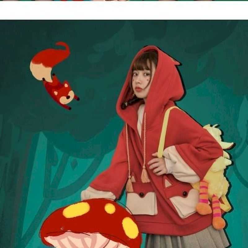 red Japanes hoodies sweatshirt gothic oversized hoodie korean clothes for women winter tops long sleeve sweater preppy 210526