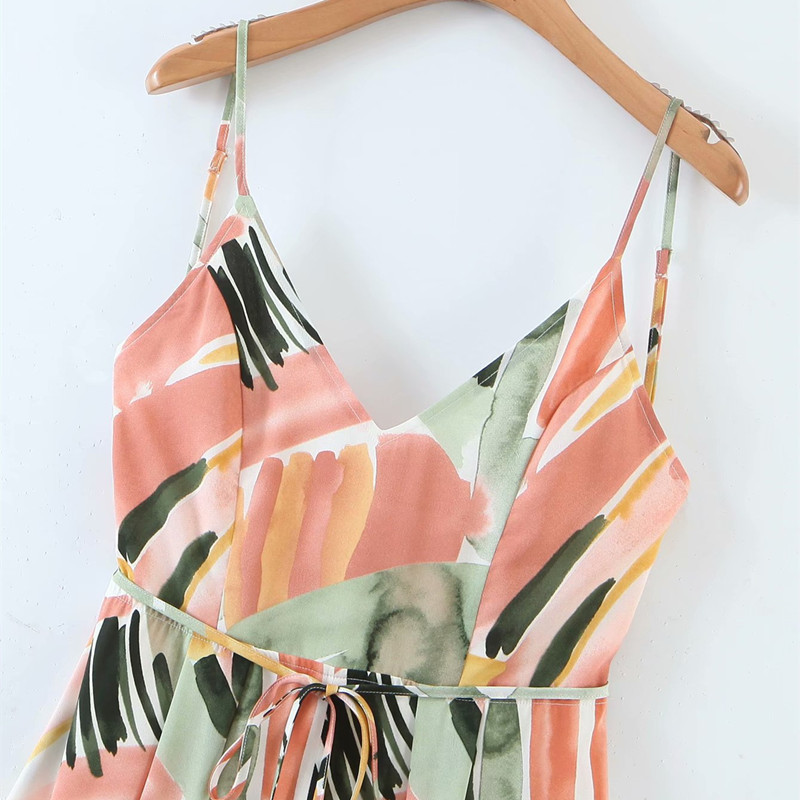 PUED Oversize Women V Neck Bow Lace Rompers Summer Fashion Ladies Beach Style Loose Female Water Print Jumpsuit 210515