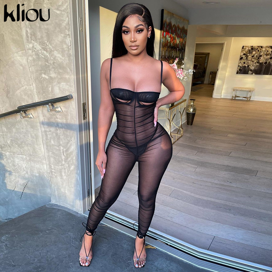 Kliou Y2K Sexy Camis Jumpsuit Women 2021 Mesh Solid Sleeveless Pleated Overall Female Skinny Party Clubwear Summer One Piece, Black
Kliou Y2K Sexy Camis Jumpsuit Women 2021 Mesh Solid Sleeveless Pleated Overall Female Skinny Party Clubwear Summer One Piece, Black