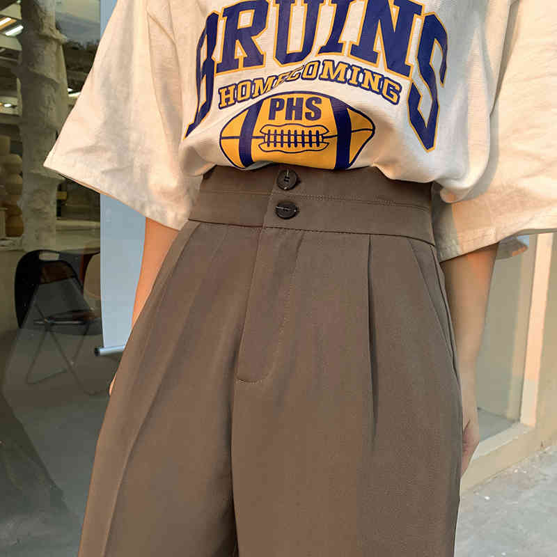 QOERLIN Business Pants Formal Straight Pants Slim Fit Trousers BlackBrown Suit Pants SXL Office Ladies AnkleLength Trouser 210412