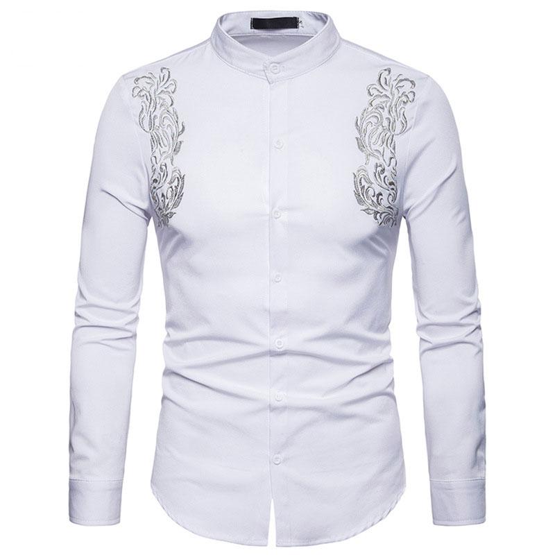 Men's Casual Shirts Stylish Mandarin Collar Embroidery Shirt Men Long Sleeve Chemise Homme 2021 Brand Button Down Mens Dress, White;black
Men's Casual Shirts Stylish Mandarin Collar Embroidery Shirt Men Long Sleeve Chemise Homme 2021 Brand Button Down Mens Dress, White;black