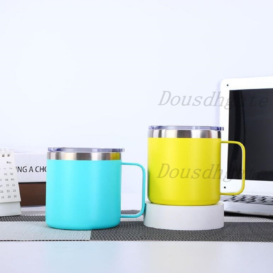 14 oz stainless steel Cup Vacuum Double layer Beer gs Insulated 14oz Cups With handle 11-Colors by Quality coffee cup Free shipping