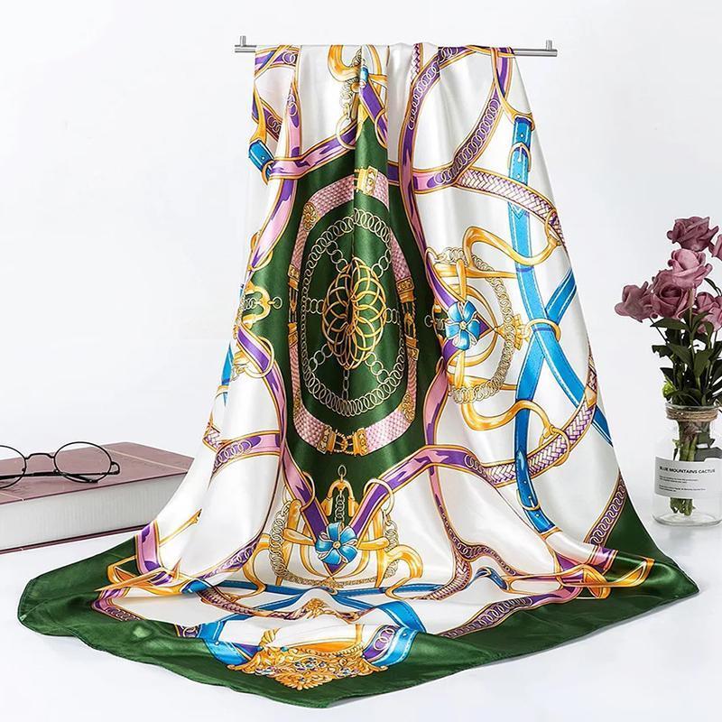 Scarves 90*90cm Fashion Kerchief Women Neck Scarf For Hair Square Shawls And Wraps Silk Satin Hijab Female Elegant Headand, Blue;gray
Scarves 90*90cm Fashion Kerchief Women Neck Scarf For Hair Square Shawls And Wraps Silk Satin Hijab Female Elegant Headand, Blue;gray