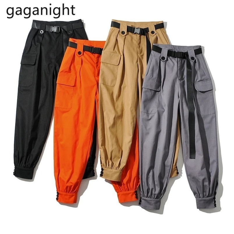 Streetwear Cargo Pant Casual Joggers High Waist Loose Female Long Trousers Sashes Ladies Hip Hop Dace 210601