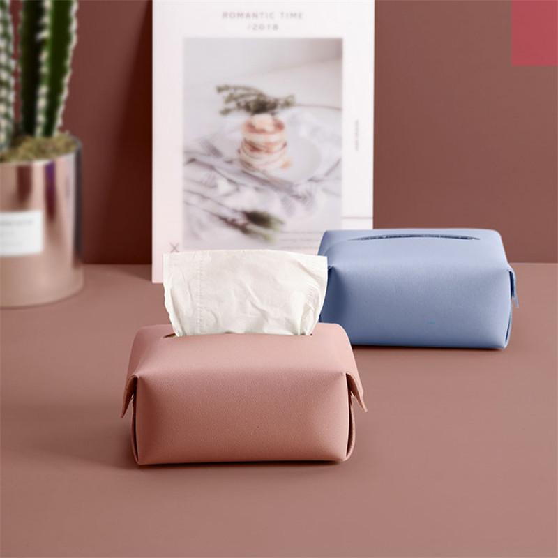 Tissue Boxes & Napkins Leather Box Case Removable Paper Towel Holder Rack Organizer For Living Room Bathroom Kitchen Home Accessories