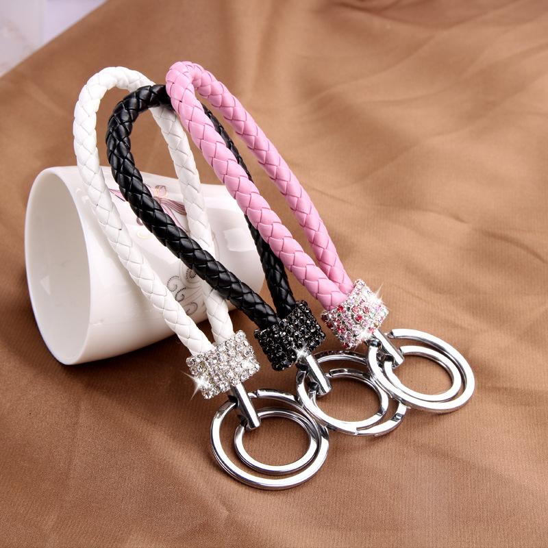 Keychains Double Ring Fashion Joker Leather Rope Flash Drill Creative Car Bag Key Birthday Gift Trinkets Lovers Accessories
Keychains Double Ring Fashion Joker Leather Rope Flash Drill Creative Car Bag Key Birthday Gift Trinkets Lovers Accessories