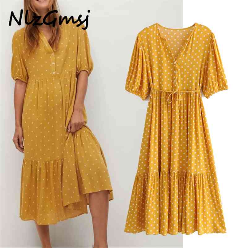 Dres Summer Fashion Midi Short Sleeve V-Neck Ladies Polka Dot Dreeses For Femela Boho Beach 210628, As picture
Dres Summer Fashion Midi Short Sleeve V-Neck Ladies Polka Dot Dreeses For Femela Boho Beach 210628, As picture