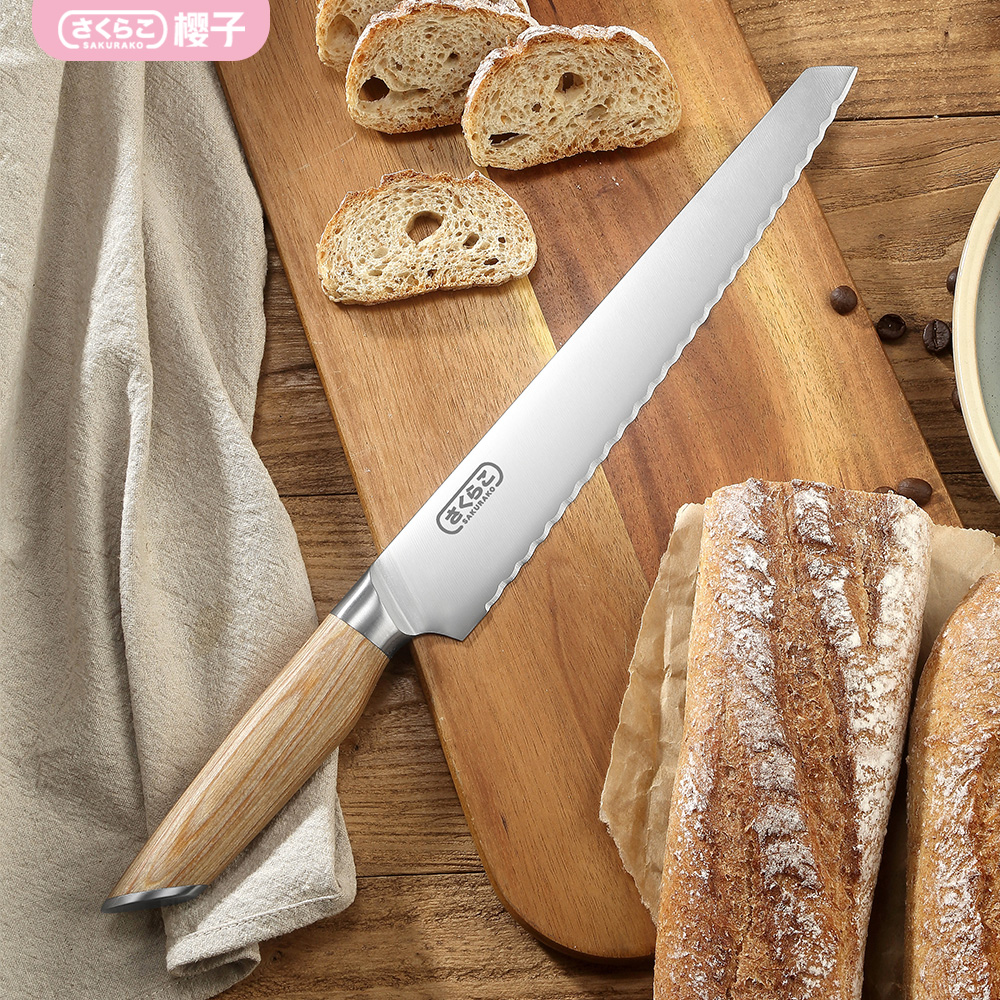 MITSUMOTO SAKURAKO Serrated 9-inch bread knife with origina coor wood hande 1.4116 stainess stee Cheese Cake Cutter Too
MITSUMOTO SAKURAKO Serrated 9-inch bread knife with origina coor wood hande 1.4116 stainess stee Cheese Cake Cutter Too