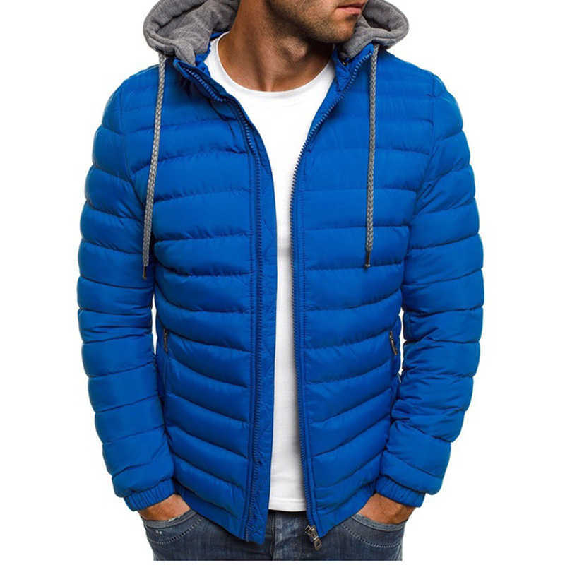ZOGAA Men Winter Parkas Fashion Solid Hooded Cotton Coat Jacket Casual Warm Clothes Mens Overcoat Streetwear Puffer Jacket 210927