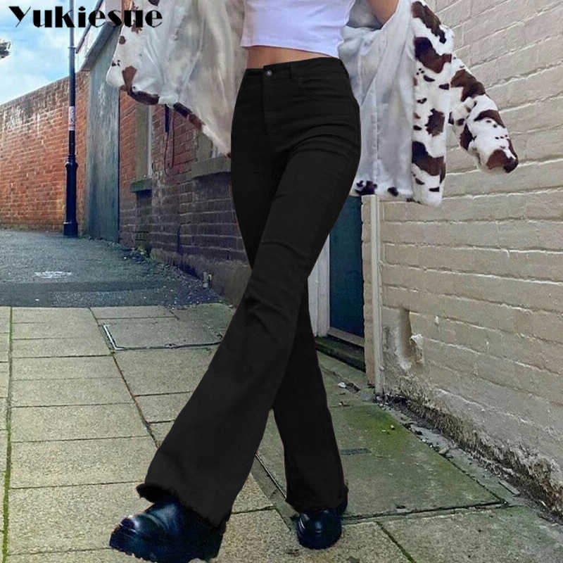 streetwear high waist women's fashion browm jeans woman girls women flare pants trousers female jean femme denim bagge mom jeans 210616
