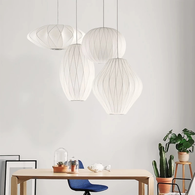2021 George Nelson Bubble Saucer Lamp E27 LED White Silk Pendant Light White Silk Flat Ball White Silk hanging Lighting