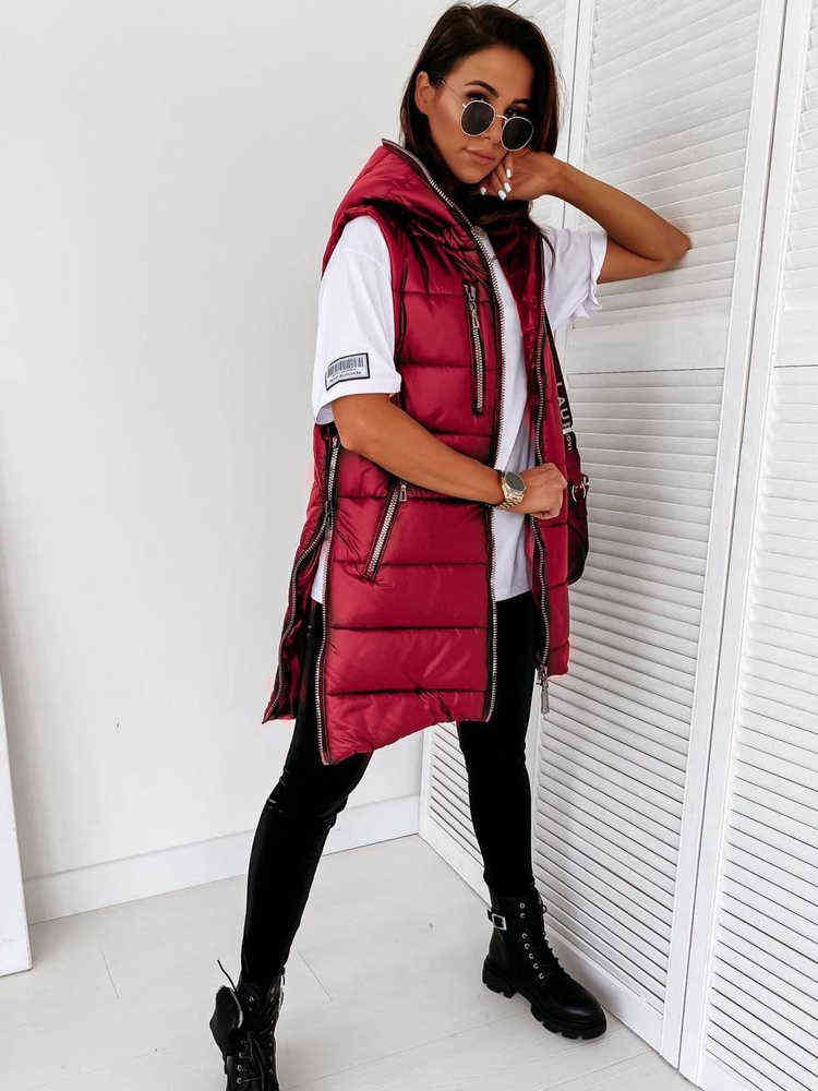 Autumn and Winter Women's Coat Vest Mid-Length Waistcoat Plus Size Streetwear Sleeveless Jacket Quilted 211120