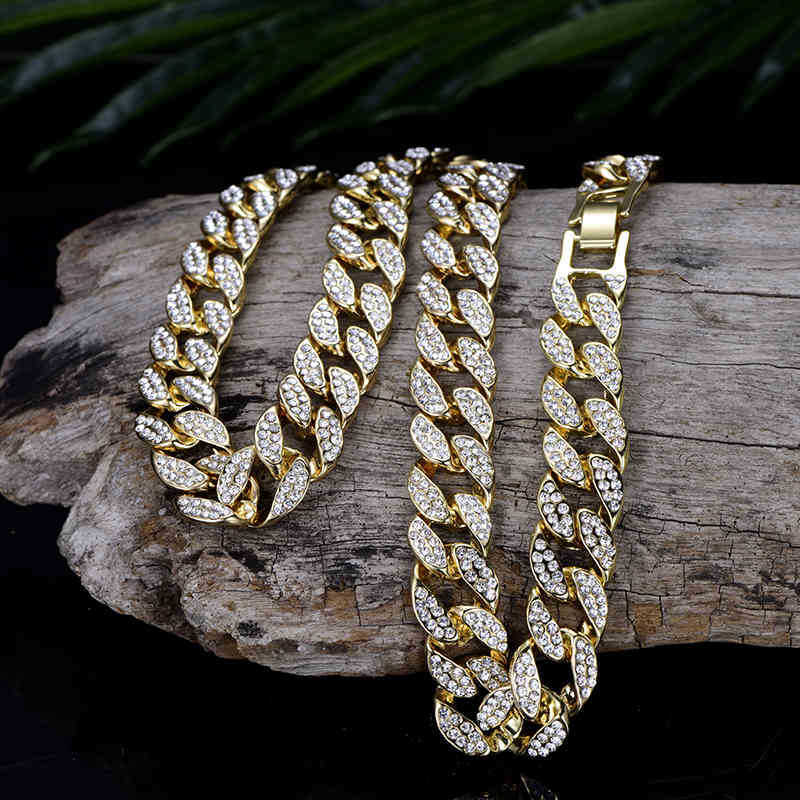 Miami Curb Cuban link Chain Pendent For Men Gold Silver Hip Hop Iced Out Paved bling CZ Rapper Necklace Jewelry gift T200113
