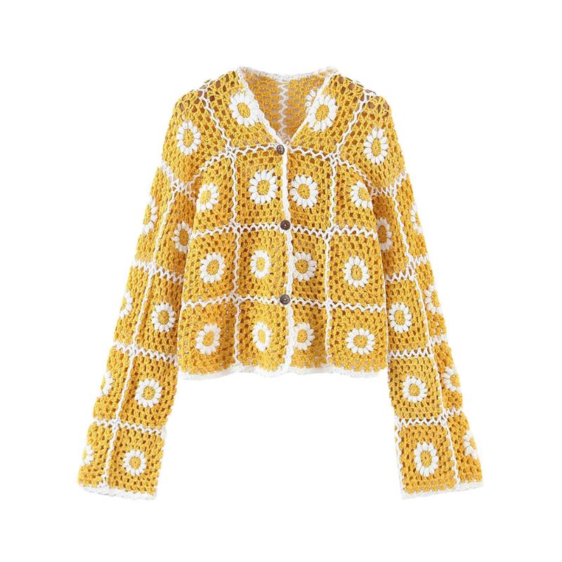 Women's Knits & Tees Women 2021 Fashion Buttons Handmade Sun Flower Crocheted Loose Cardigan Sweater Vintage Long Sleeve Female Outerwear Ch, Yellow
Women's Knits & Tees Women 2021 Fashion Buttons Handmade Sun Flower Crocheted Loose Cardigan Sweater Vintage Long Sleeve Female Outerwear Ch, Yellow