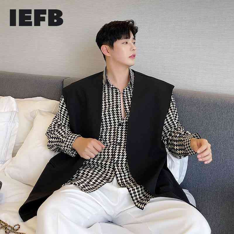IEFB Fashion Vest Collar Less Suit Jacket Design Waistcoat Korean Trend Black Sleeveless White Tops With Belt 9Y7758 210524
IEFB Fashion Vest Collar Less Suit Jacket Design Waistcoat Korean Trend Black Sleeveless White Tops With Belt 9Y7758 210524