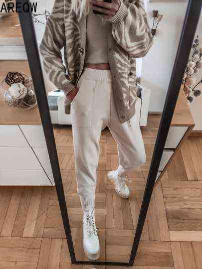 Spring Autumn Sweat Pants Women Casual Warm Soft Streetwear Harem Fall 211115
