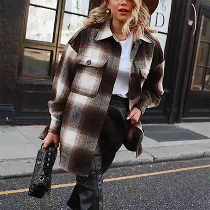 Vintage women long sleeve woolen coats fashion ladies thick plaid coat female streetwear elegant girls oversize jacket chic 210722, Light brown
Vintage women long sleeve woolen coats fashion ladies thick plaid coat female streetwear elegant girls oversize jacket chic 210722, Light brown