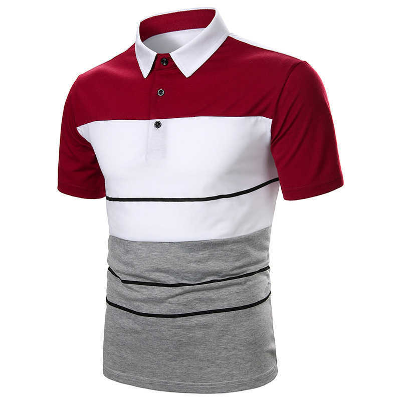 Men Polo Shirt Short Sleeve Summer Stripe Polos Shirts Male Casual Slim Fit Tops Breathable Turn-over Collar Hit Polo Shirt Men 210603