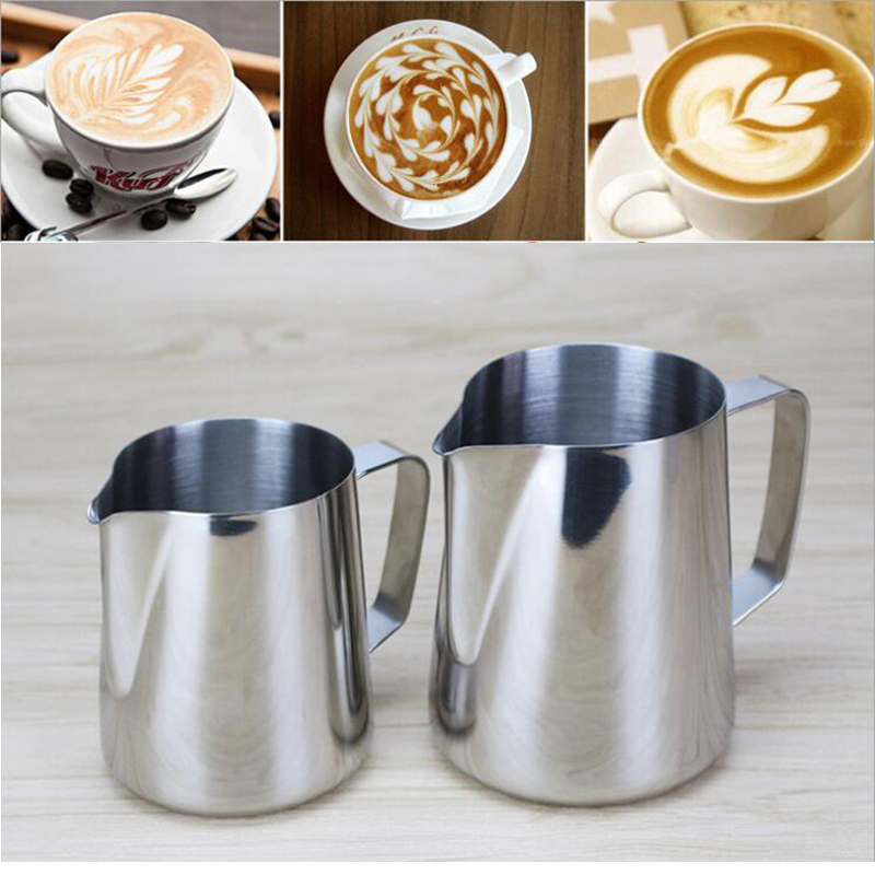 

Stainless Steel Frothing jug Espresso Coffee Pitcher Barista Gear Craft Coffee Latte Milk Frothing Jug Kitchen Mug 150ml 350ml 600ml