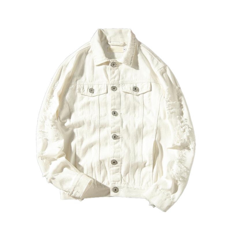 Men's Jackets 2021 Denim Jacket Men Ripped Holes Mens Pink Jean Garment Washed Coat Designer Man Clothes Sel