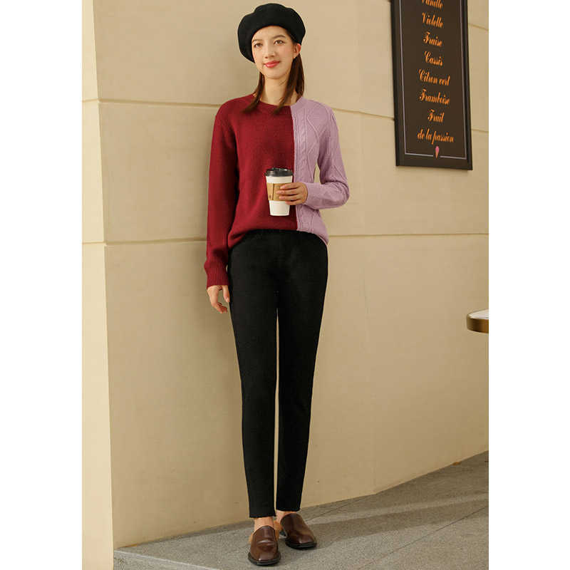 Minimalism Winter Women's Pants Fashion Solid Velvet Thick Jeans Causal Streetwear High Waist Female 1351 210527