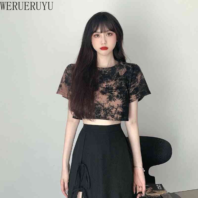 WERUERUYU Women Short Top Tie-dye T-shirt Female Slim Exposed Navel Contrast Color Short-sleeved Top 210608, Photo color
WERUERUYU Women Short Top Tie-dye T-shirt Female Slim Exposed Navel Contrast Color Short-sleeved Top 210608, Photo color